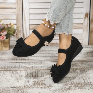 Damen Ballerinas mit dekorativer Schleifenapplikation und komfortablem Wedge-Absatz R&B