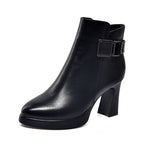 Damen Elegante Stiefeletten mit Blockabsatz und verstellbarem Riemen R&B