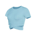 Damen kurzärmliges Trainings-Crop-Top mit innovativer Wickeloptik R&B