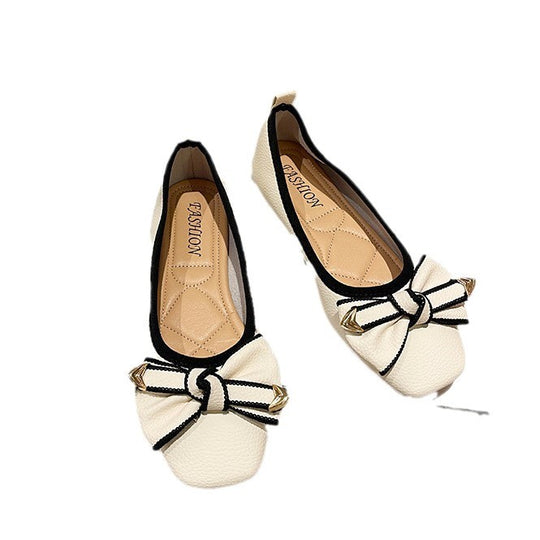 Damen Ballerinas mit dekorativem Schleifen-Detail und goldenen Akzenten R&B