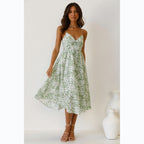 Damen Midikleid mit Floralem Muster und Verstellbaren Spaghettiträgern R&B