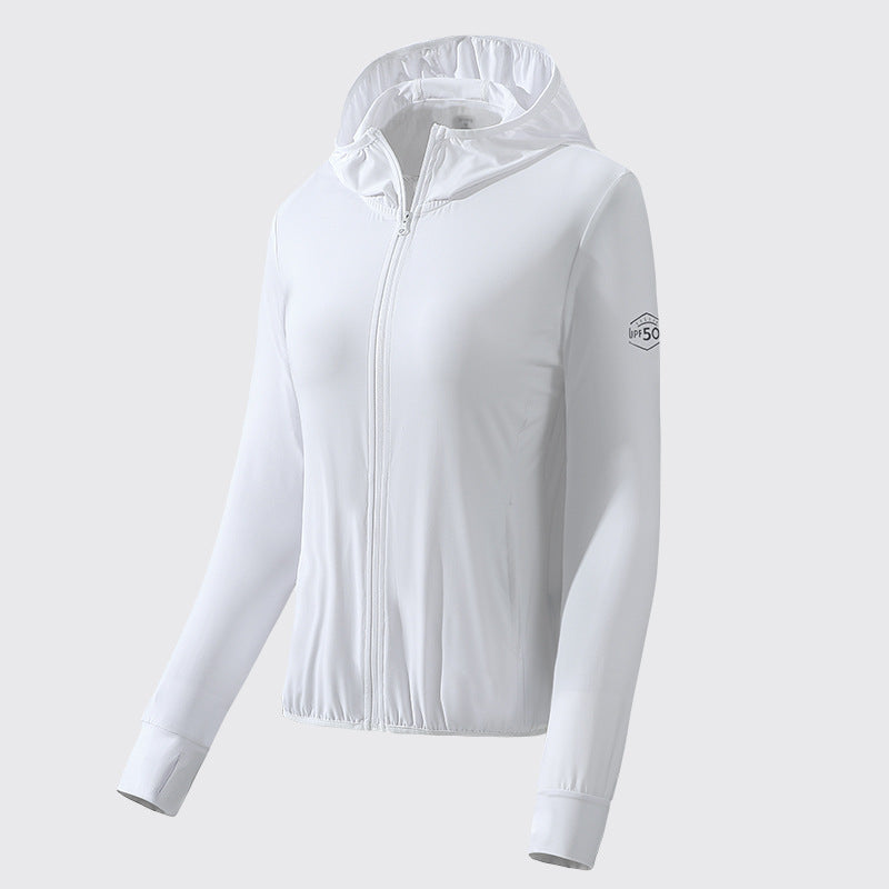 Damen leichte Kapuzenjacke mit Sonnenschutz und Stretchgewebe R&B
