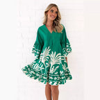 Damen Freizeitkleid mit voluminösen Ärmeln und floralem Druck R&B