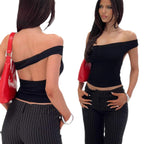 Damen Racerback Top mit tiefem V-Ausschnitt und elegantem Halterdesign R&B