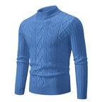 Herren Strickpullover mit hohem Kragen und Zopfmuster R&B
