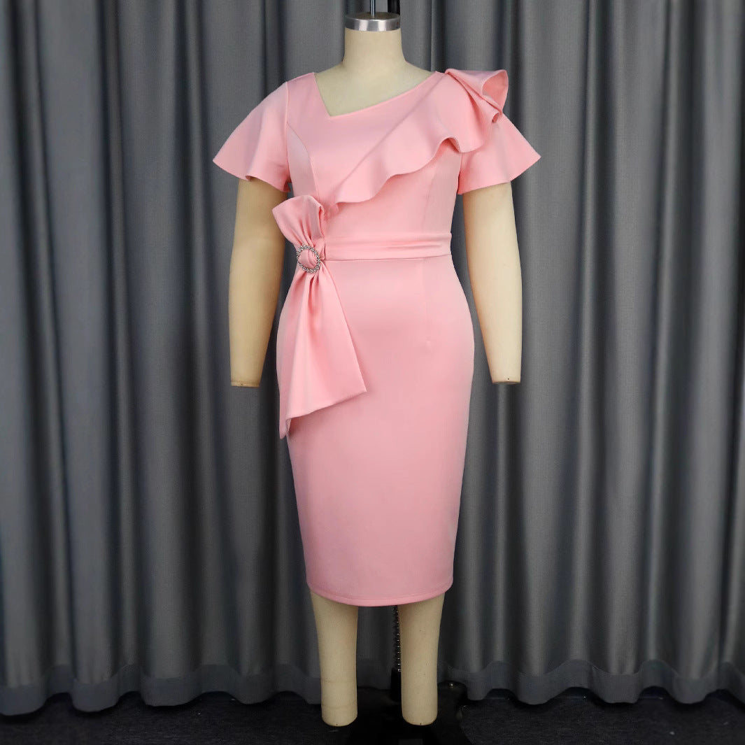 Damen Figurbetontes Kleid mit Rüschendetails und Taillengürtel R&B