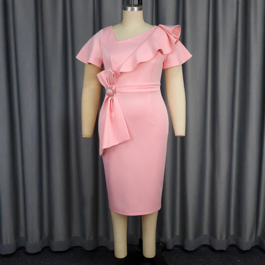Damen Figurbetontes Kleid mit Rüschendetails und Taillengürtel R&B
