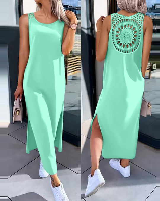 Damen Maxi-Kleid mit handgefertigter Spitze R&B