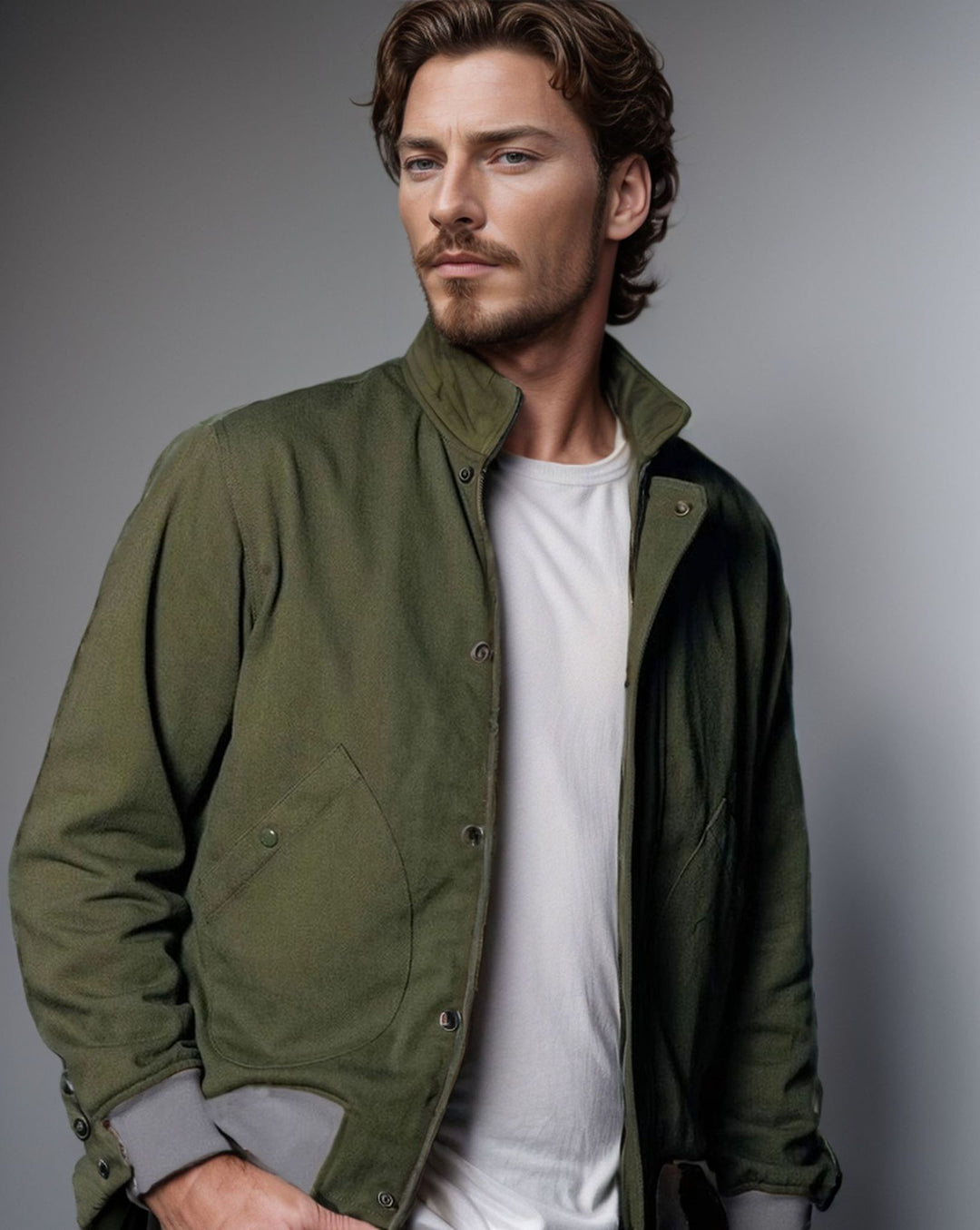 Herren lässige und bequeme Sportjacke mit hohem Kragen und praktischen Taschen R&B