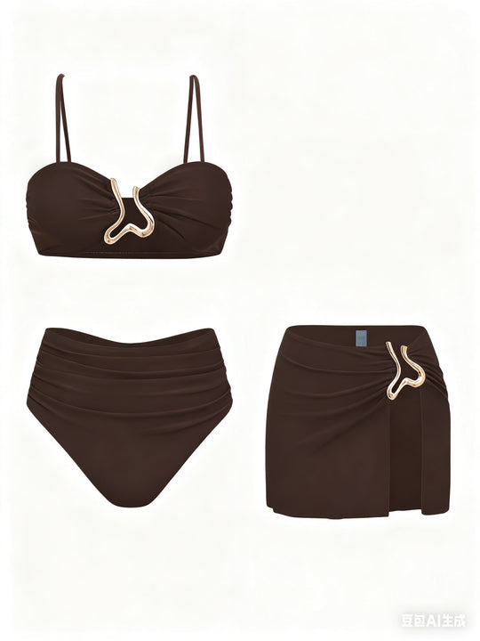 Damen Bikiniset mit elegantem Wickelrock und modischem Design R&B
