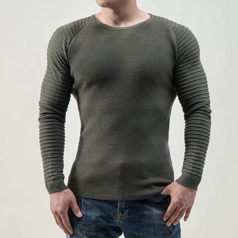 Herren moderner Langarmpullover mit strukturiertem Design und ribbeliertem Ärmel R&B