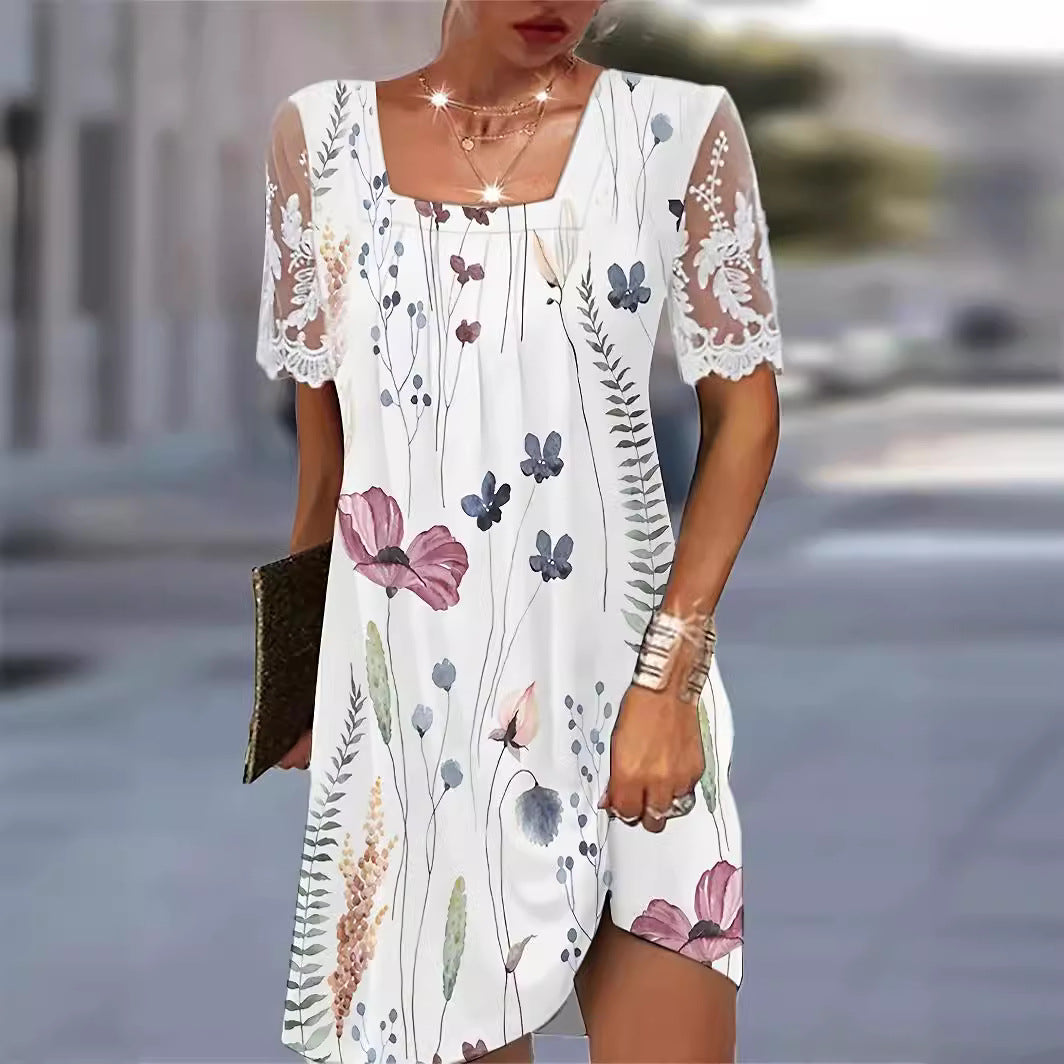Damen Blumenmuster Shift Kleid R&B