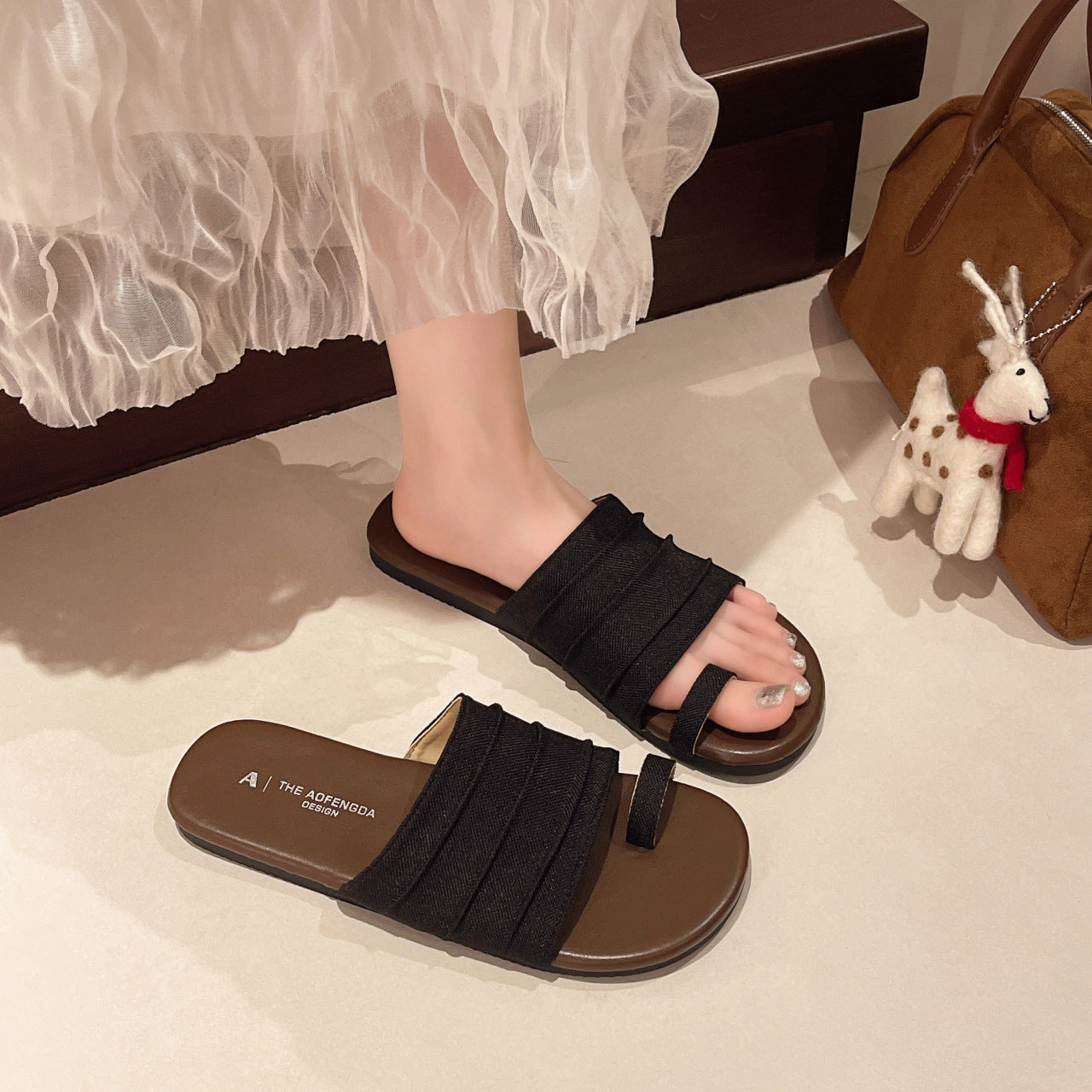 Damen gemütliche Riemen-Sandalen mit stabiler Sohle und elastischem Design EB