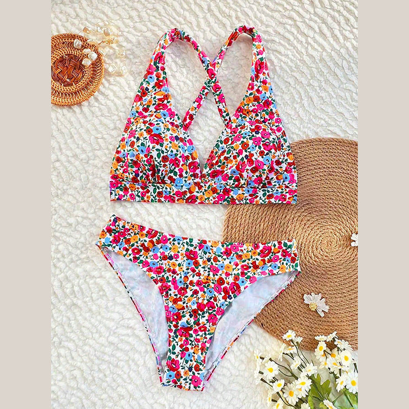 Damen Bikini-Set mit floralem Design und hoher Taille R&B