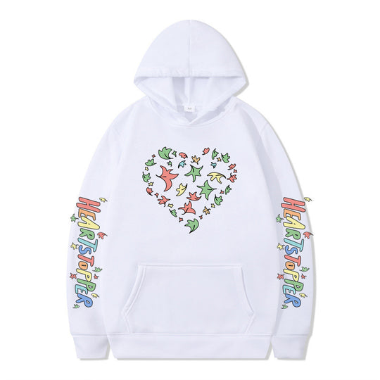 Damen Kapuzenpullover mit kreativem Herz- und Blattmotiv R&B