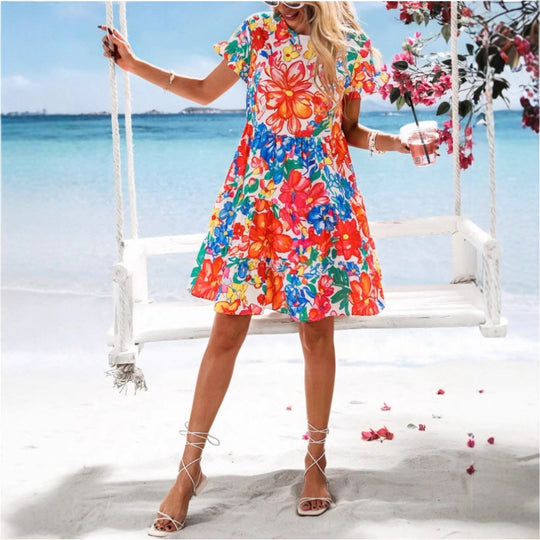 Damen Sommerliches Blumenkleid mit seitlichem Rüschendetail R&B