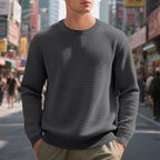 Herren warmer Pullover mit strukturiertem GewR&Be und Rundhalsausschnitt R&B