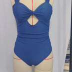Damen Einteiler Badeanzug mit modischem Schlüsselloch-Design R&B
