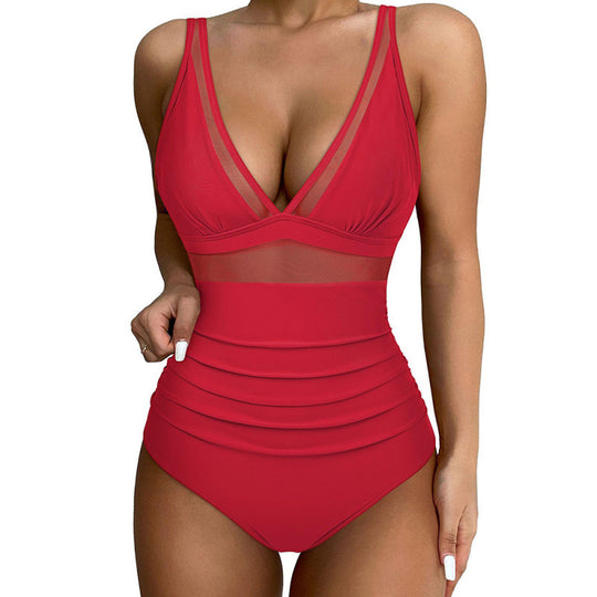Damen Hochgeschnittener Badeanzug mit modischem Cut-Out R&B