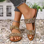 Damen Glamouröse Riemensandalen mit funkelnden Akzenten und weichem Fußbett R&B