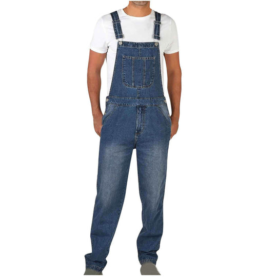 Herren Denim-Latzhose im lässigen Schnitt mit verstellbaren Trägern R&B
