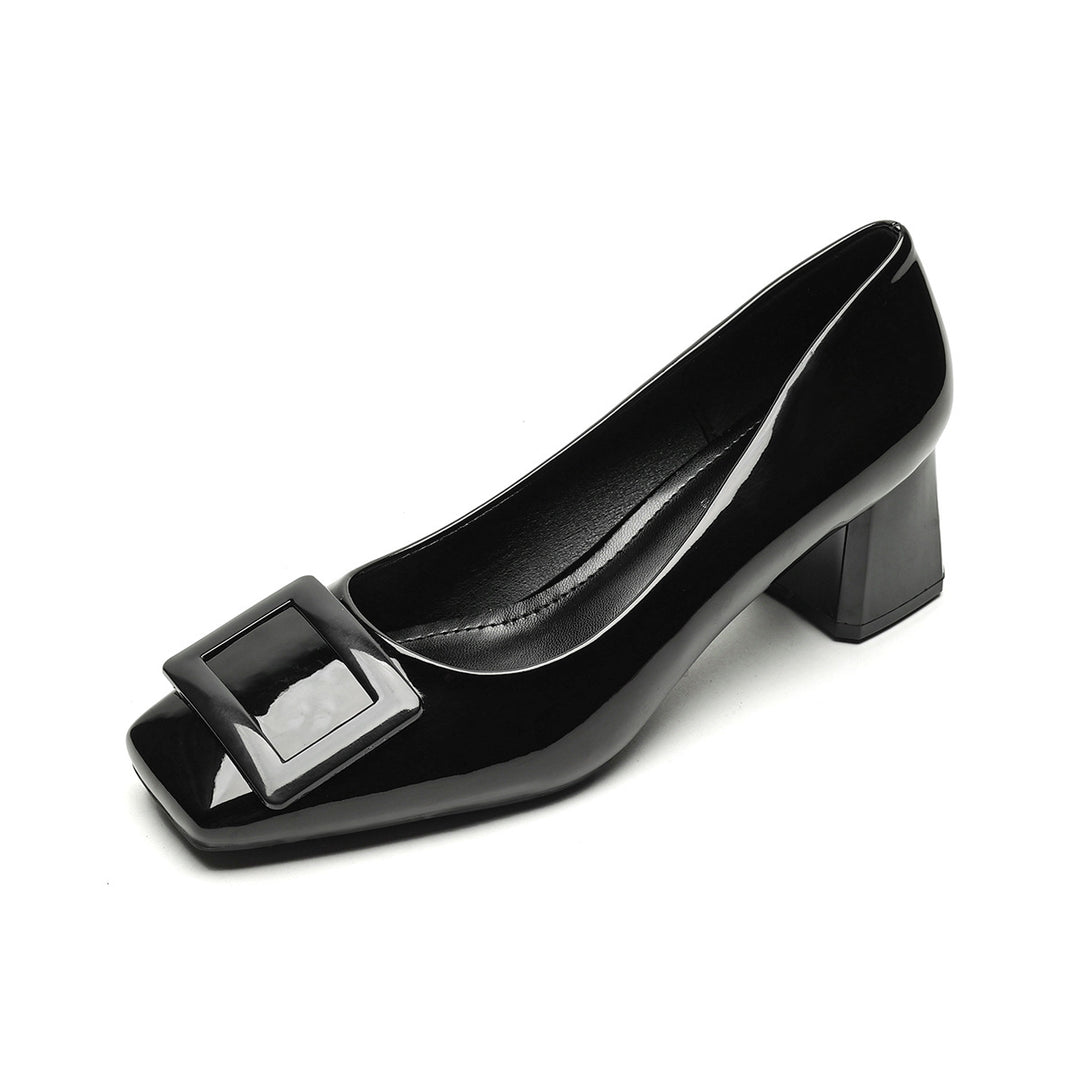 Damen elegante Blockabsatzpumps mit modernem Schnallenakzent R&B
