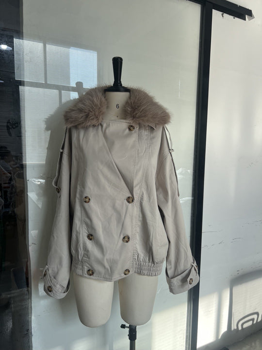 Damen Modische Outdoor-Jacke mit elegantem Kunstfellkragen R&B