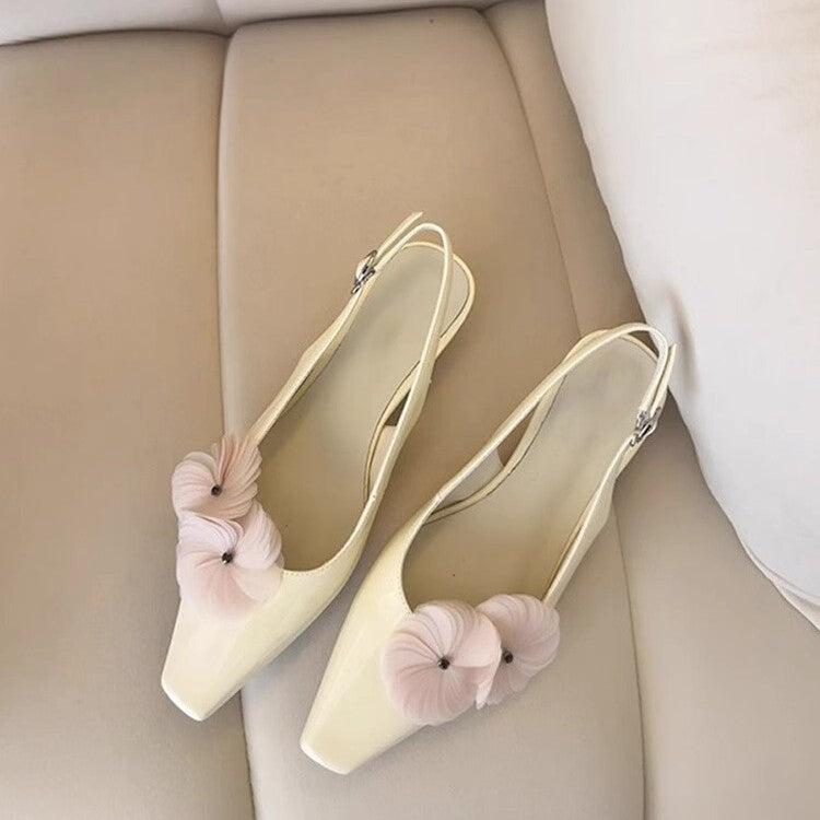 Damen Slingback Pumps mit floralen Akzenten