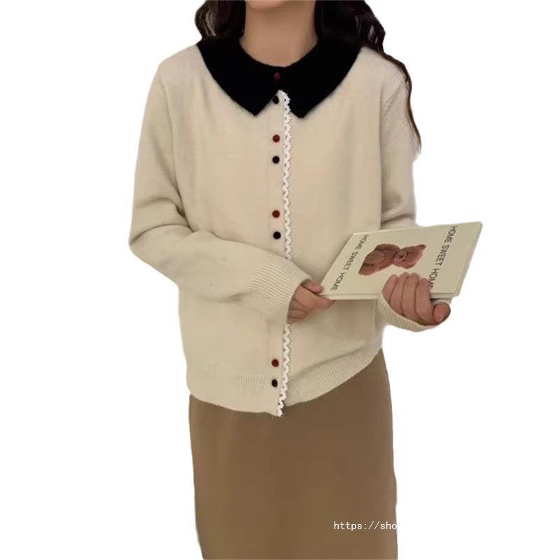 Damen Eleganter Strickcardigan mit Stehkragen und Knopfdetail R&B