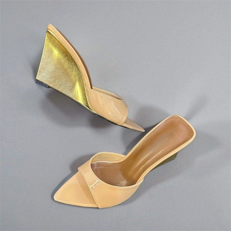 Damen Wedge Sandalen mit glänzender Oberflächenstruktur R&B