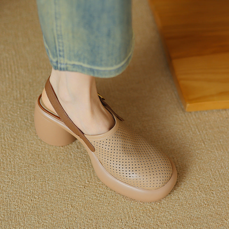 Damen Clogs mit atmungsaktivem Design und elegantem Blockabsatz R&B