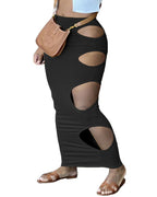 Damen Maxirock mit innovativen Cut-Outs und elastischem Bund R&B