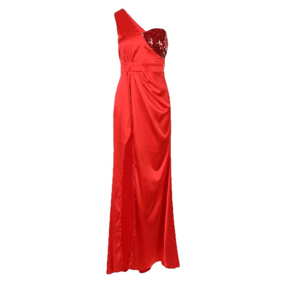 Damen Glamouröses Abendkleid mit asymmetrischem Design und schimmernden Pailletten R&B