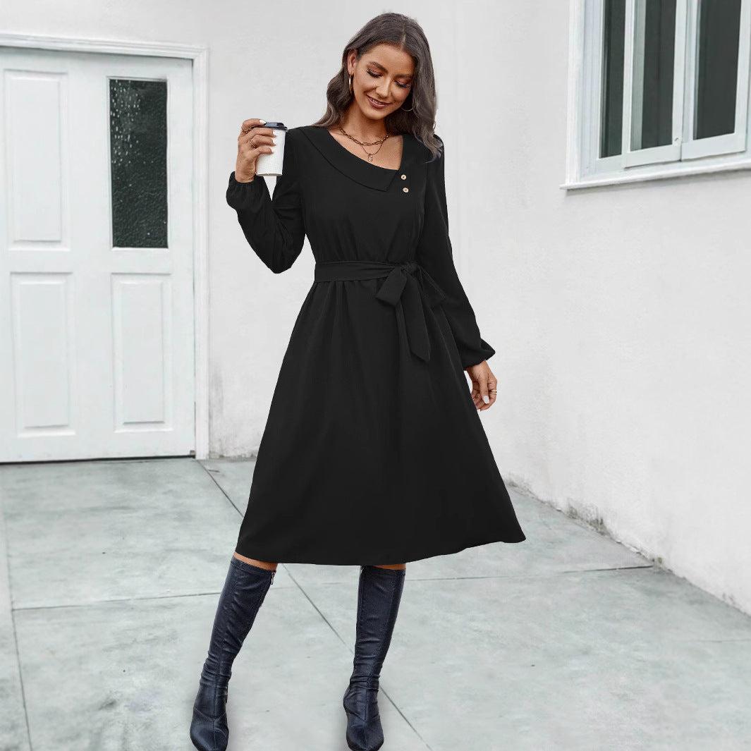 Damen Midikleid mit tailliertem Schnitt und eleganten Knopfdetails R&B