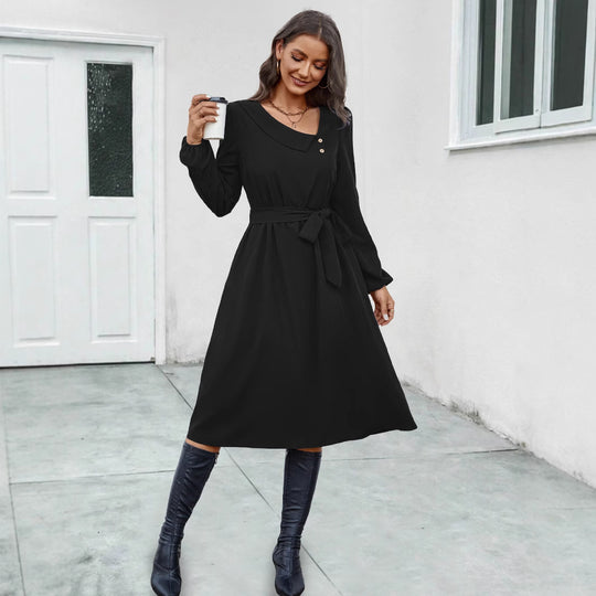 Damen Midikleid mit tailliertem Schnitt und eleganten Knopfdetails R&B
