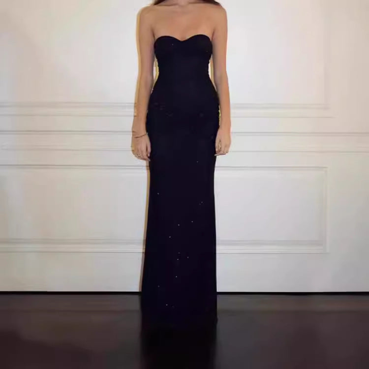 Damen Elegantes Maxikleid mit transparentem Oberteil und glamourösen Akzenten R&B