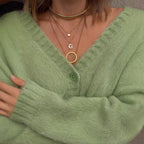 Damen Weicher Strickcardigan mit V-Ausschnitt und Knopfdetails R&B