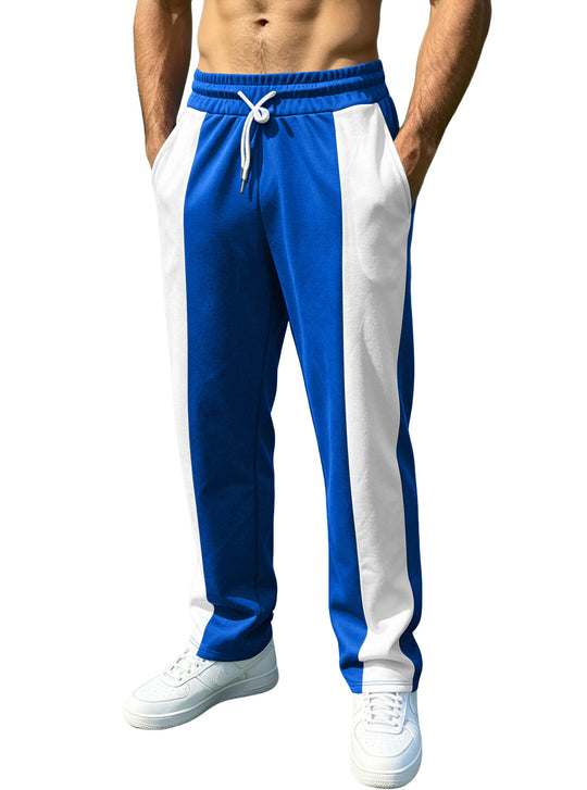 Herren nan sportliche Jogginghose mit Kontrast-Seiteneinsätzen, elastischem Bund, Kordelzug und Seitentaschen R&B