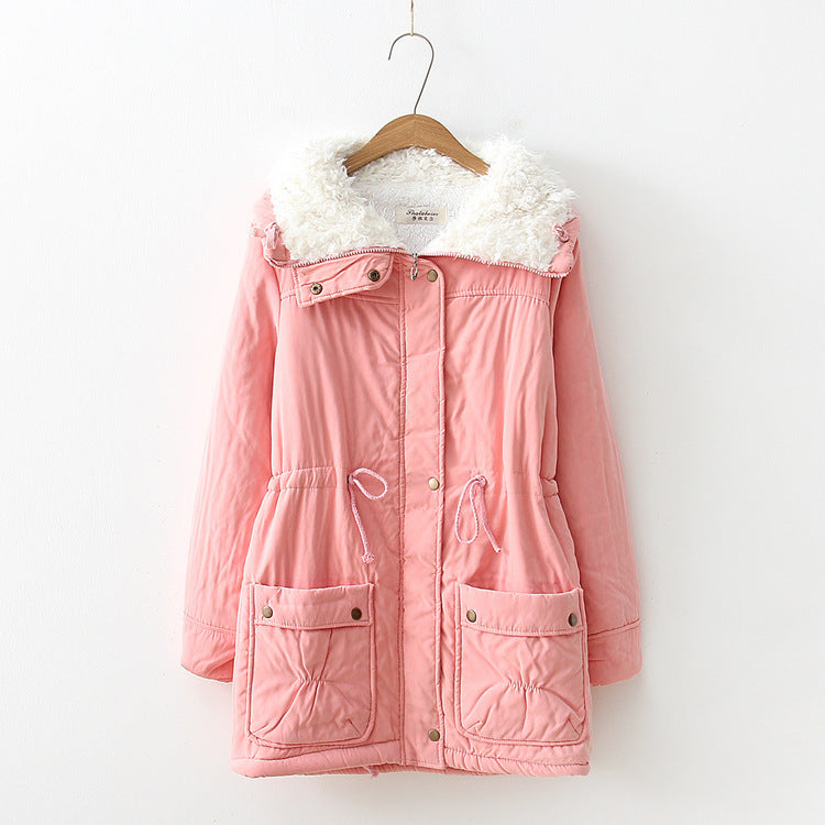 Damen gerade geschnittene Winterjacke mit kunstfellbesetztem Kragen und praktischen Taschen R&B