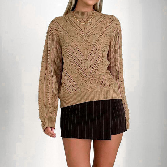 Damen Strickpullover mit ausgefallenem Strukturmuster und überschnittenen Schultern R&B
