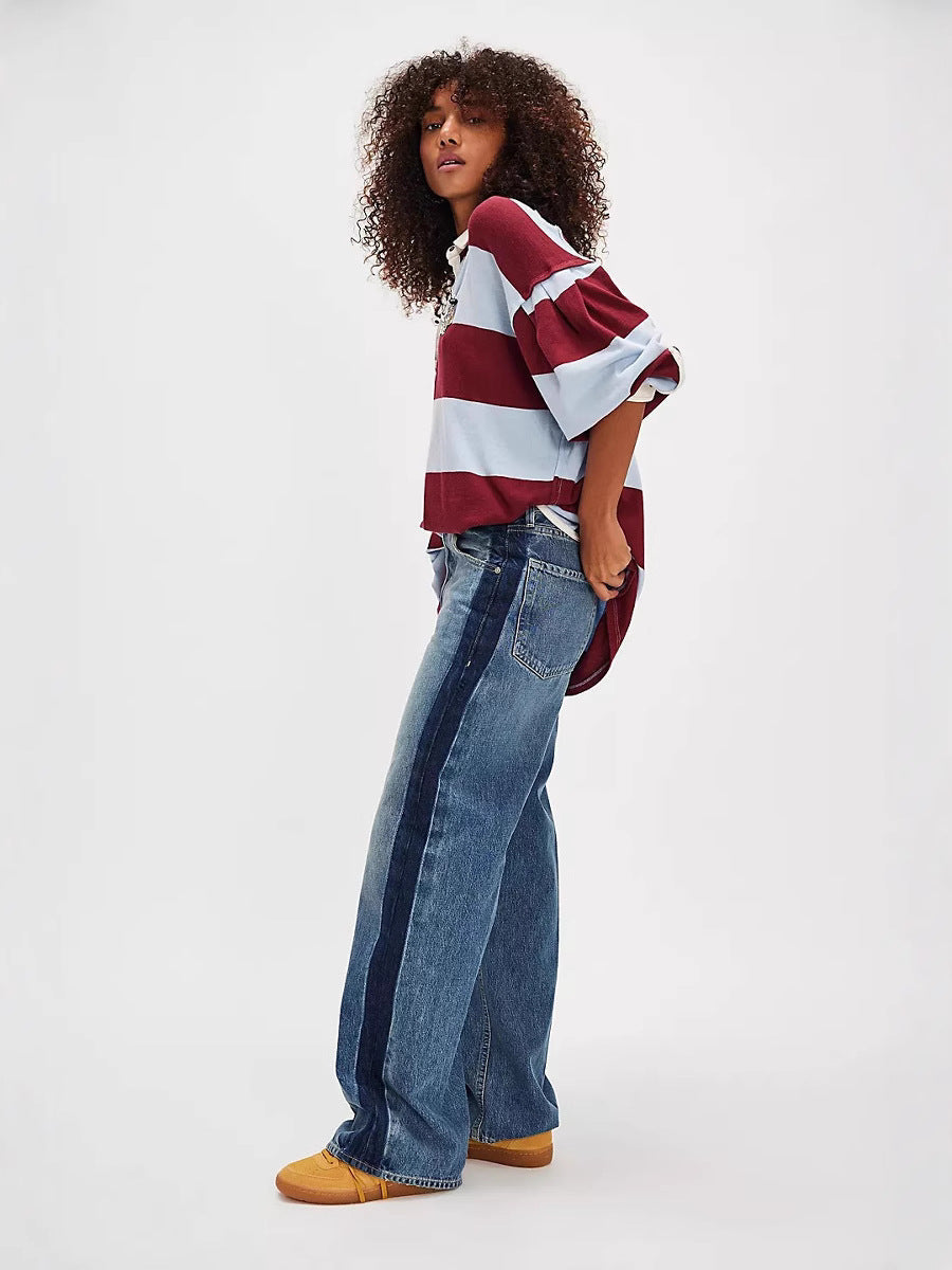 Damen Freizeit-Hemd im maritimen Streifenlook mit sportlichem Kragen und innovativen Details R&B