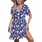Damen verspieltes Sommerkleid mit V-Ausschnitt und luftigen Ärmeln