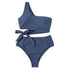 Damen Bikiniset mit asymmetrischem Oberteil und hohem Taillenschnitt
