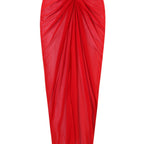 Damen einseitiger Badeanzug mit elegantem Drapierungsdesign und passendem Pareo R&B