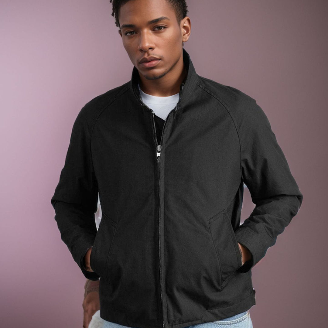 Herren lässige Übergangsjacke mit Stehkragen und praktischen Taschen R&B