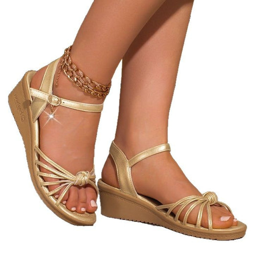 Damen Komfortable Keilsohlen-Sandalen mit Riemchen R&B