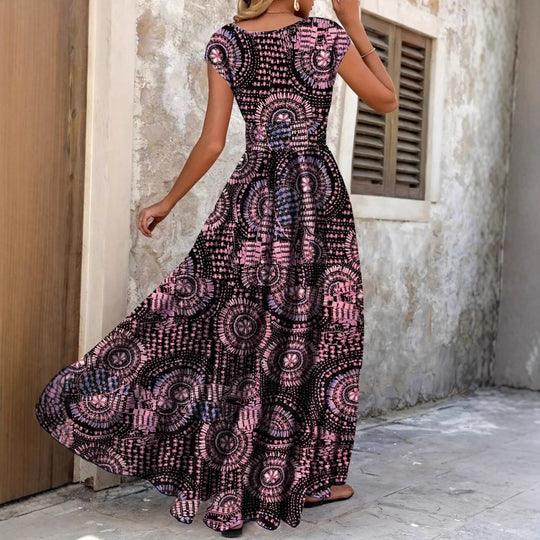 Damen Maxi-Kleid mit floralem Design und schmeichelndem V-Ausschnitt R&B