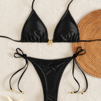 Damen Triangel-Bikini-Set mit luxuriösen Rüschendetails und dekorativem BindR&Band R&B