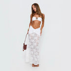 Damen Strandkleid mit raffinierten Spitzen-Detail und verstellbarem Bindedetail R&B