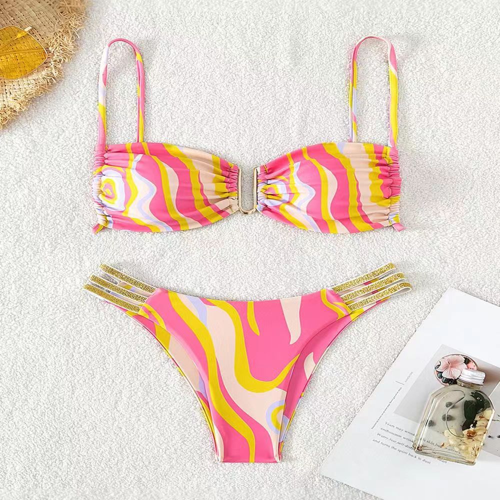 Damen Triangel-Bikini mit elegantem Raffungseffekt und modischen Akzenten R&B